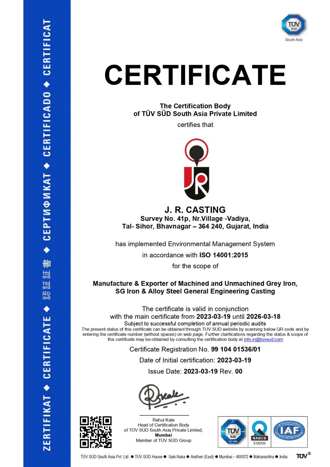 environment-management-system-jr-casting-tuv-sud-certificate