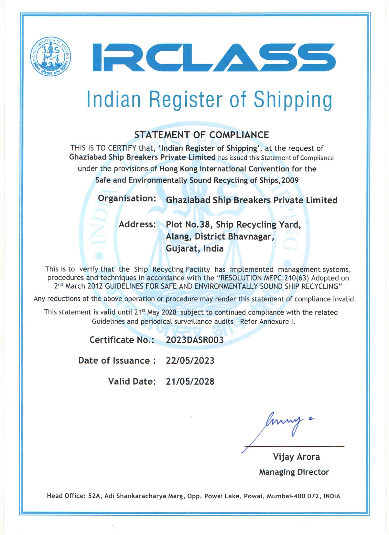 IRCLASS Indian Register of Shipping