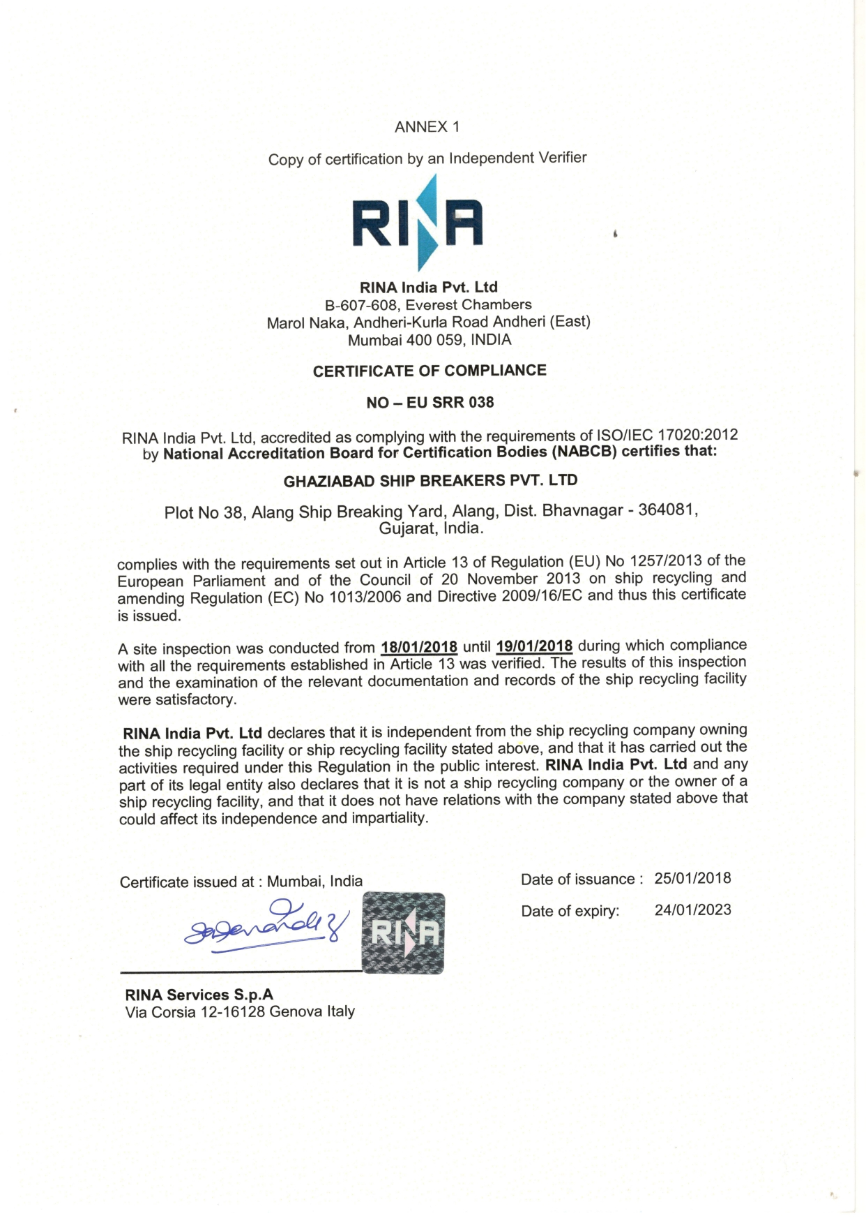 RINA-EU-SRR-certificate-ghaziabad-ship-breakers