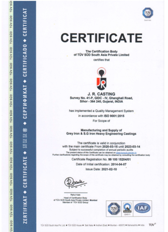 ISO 9001:2015 | General Engineering Casting